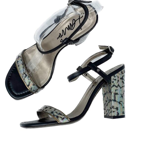 Lanvin Rainbow holographic block heel metallic ankle wrap sandals size 38.5 - Picture 2 of 15